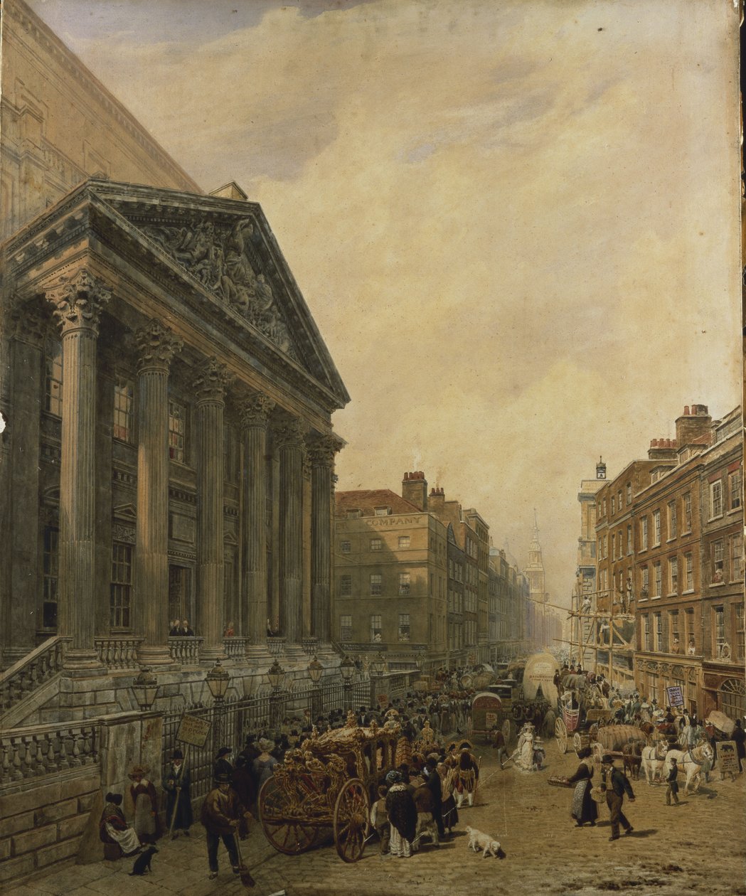 The Mansion House från fjäderfä som tittar ner mot St. Mary-Le-Bow av Frederick Nash