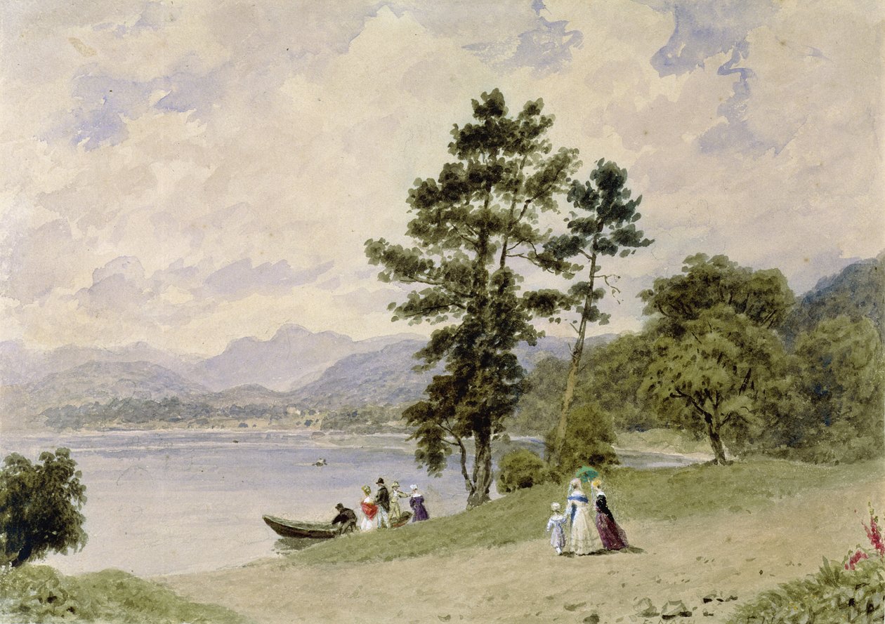 Windermere, från Low Wood (wc på papper) av Frederick Nash