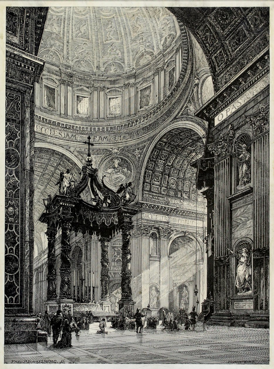Peterskyrkan, Rom, Italien, interiör, 1878. av Frederick P Dinkelberg