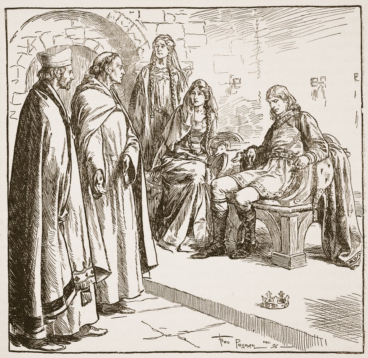 Dunstan, Edwy och Elgiva, illustration från 