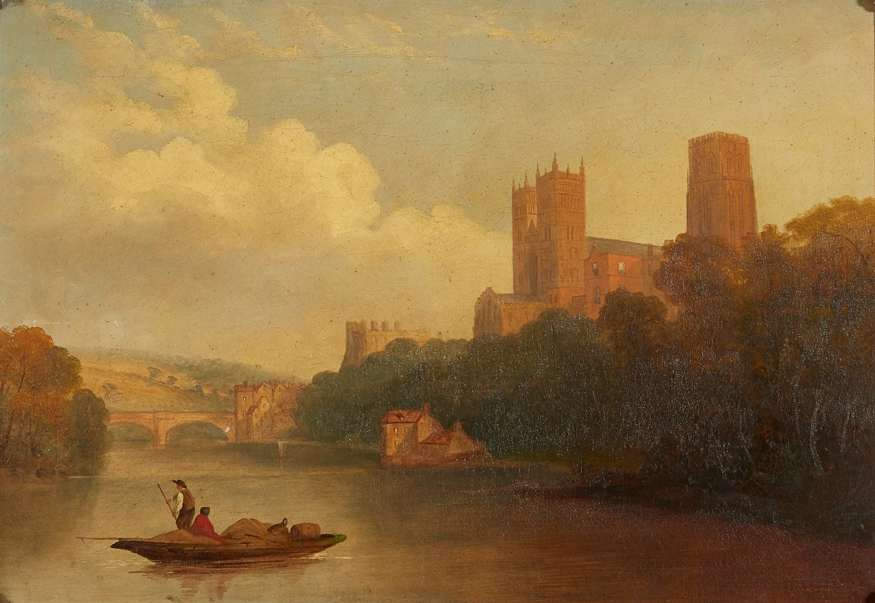 Durham from the River (olja på duk) av Frederick Richard (manner of) Lee
