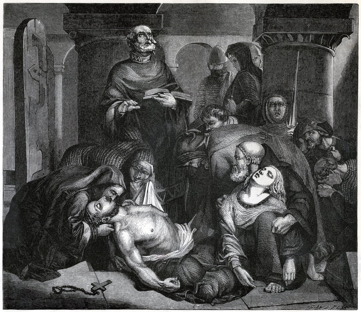 Begravningen av Harold i Waltham Abbey, 1847 av Frederick Richard Pickersgill