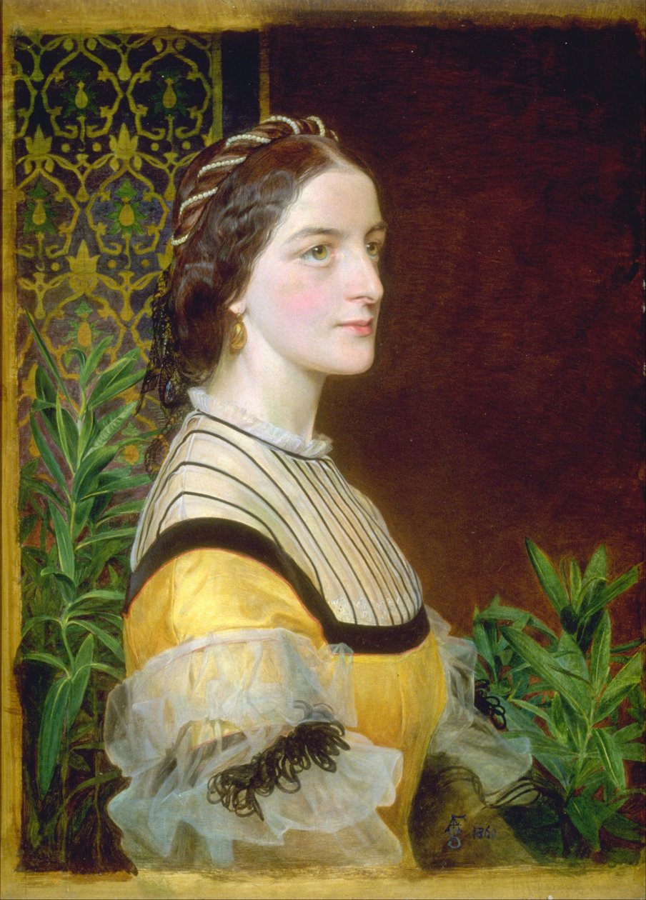 Porträtt av en dam, troligen Anne Simms Reeve från Brancaster Hall, Norfolk av Frederick Sandys