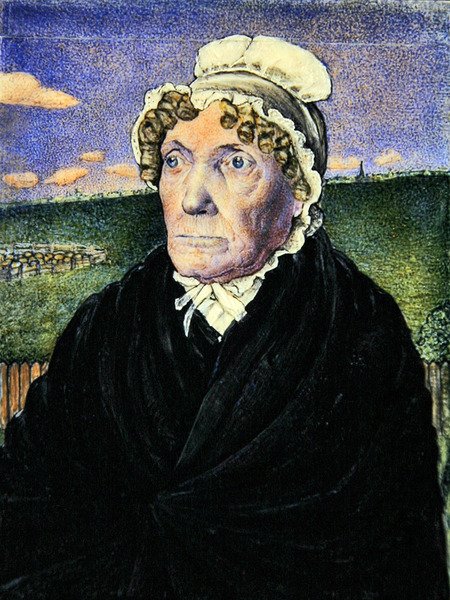 Porträtt av William Williams andra fru, ca 1828 (akvarell på elfenben) (par till 367110) av Frederick Tatham