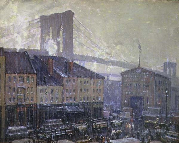 East River, New York, Winter (olja på duk) av Frederick Usher de Voll