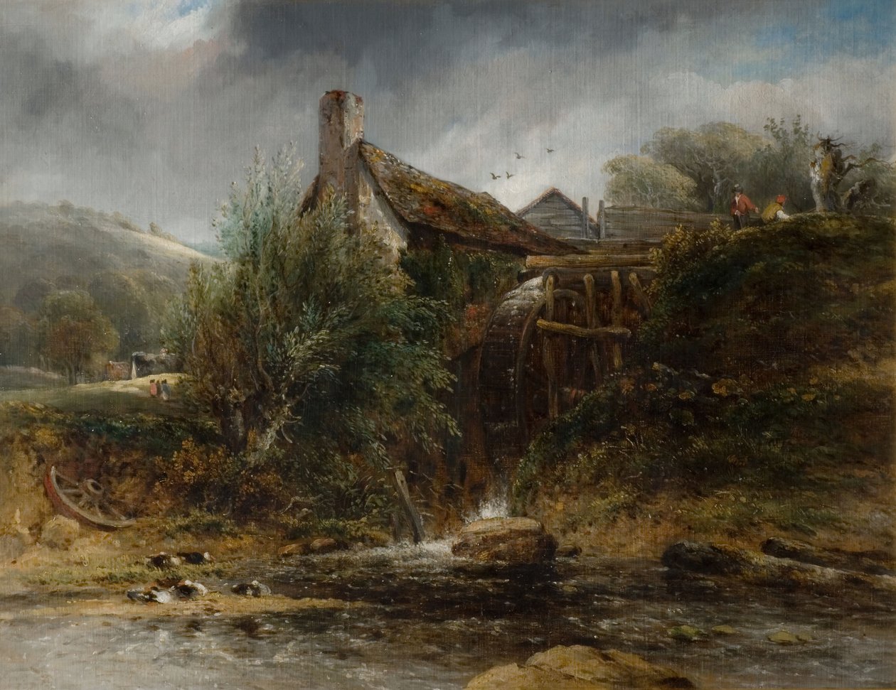 En vattenkvarn nära Totnes, Devon, 1834. av Frederick W Watts