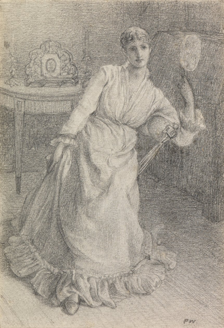 Miss Maria Ansdell (penna på papper nedlagd på kort) av Frederick Walker