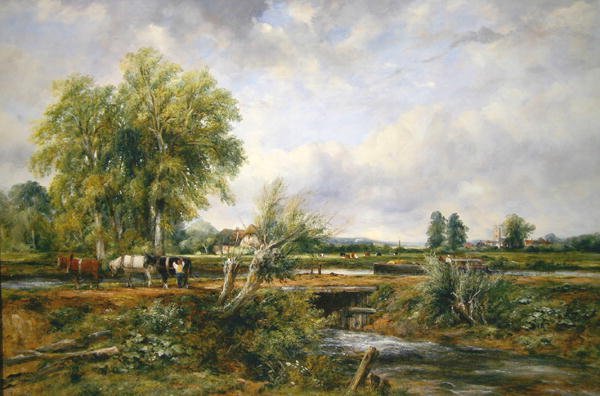 Pastoralt landskap (olja på duk) av Frederick Waters Watts