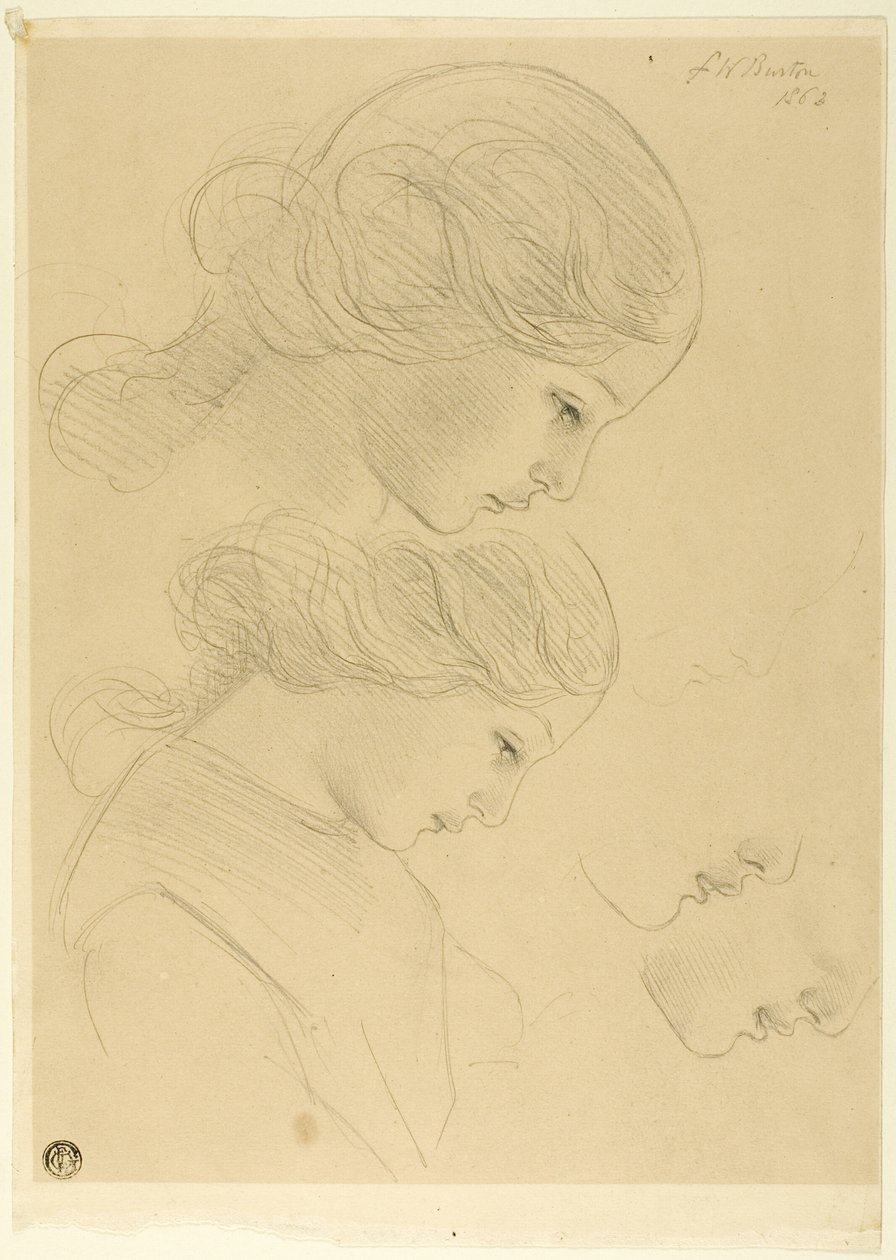 Skisser av kvinnoprofil av Frederick William Burton
