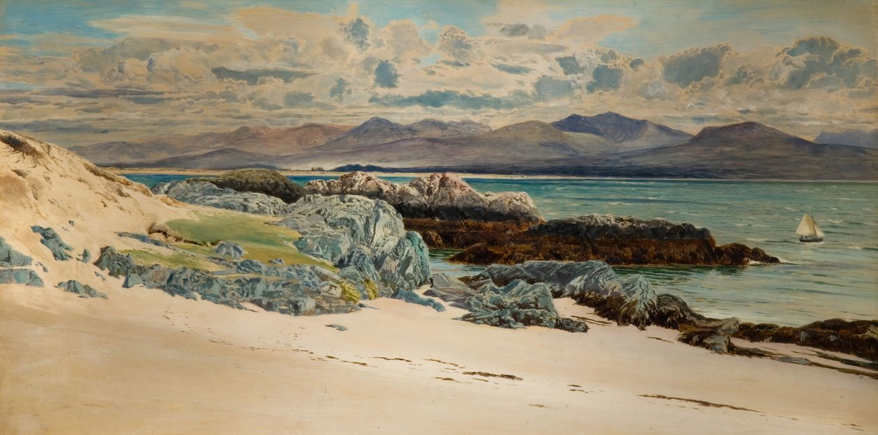Snowdon och Caernarvon från Llanddwyn Island, 1917. av Frederick William Hayes