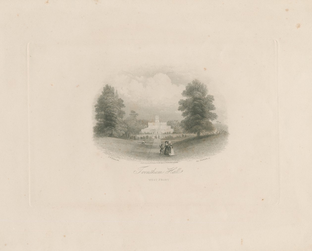 Trentham Hall: gravyr (vinjeterad), nd [c 1843] (tryck) av Frederick William Hulme