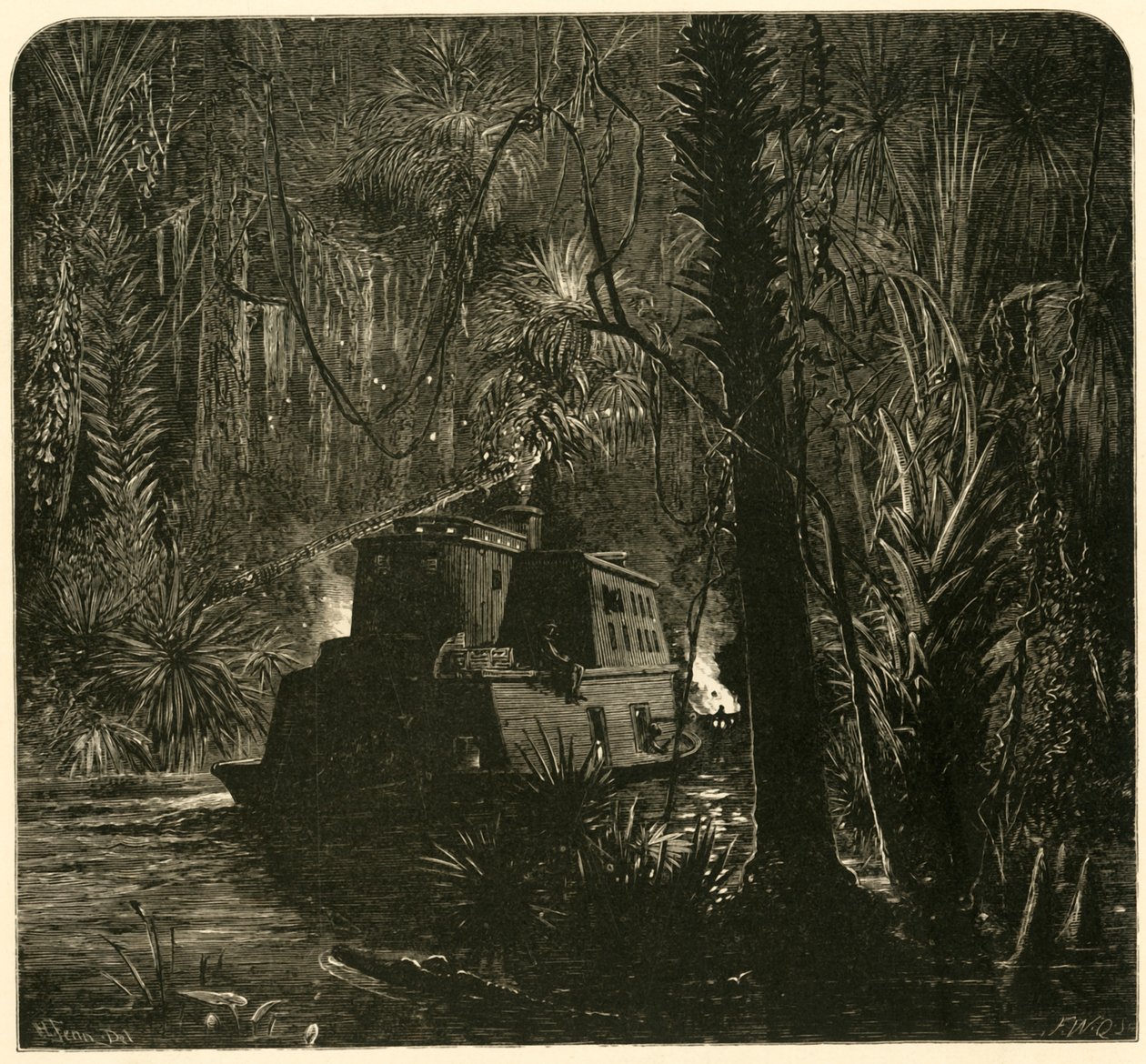 "Bestigning av Ocklawaha River på natten", 1872. av Frederick William Quartley
