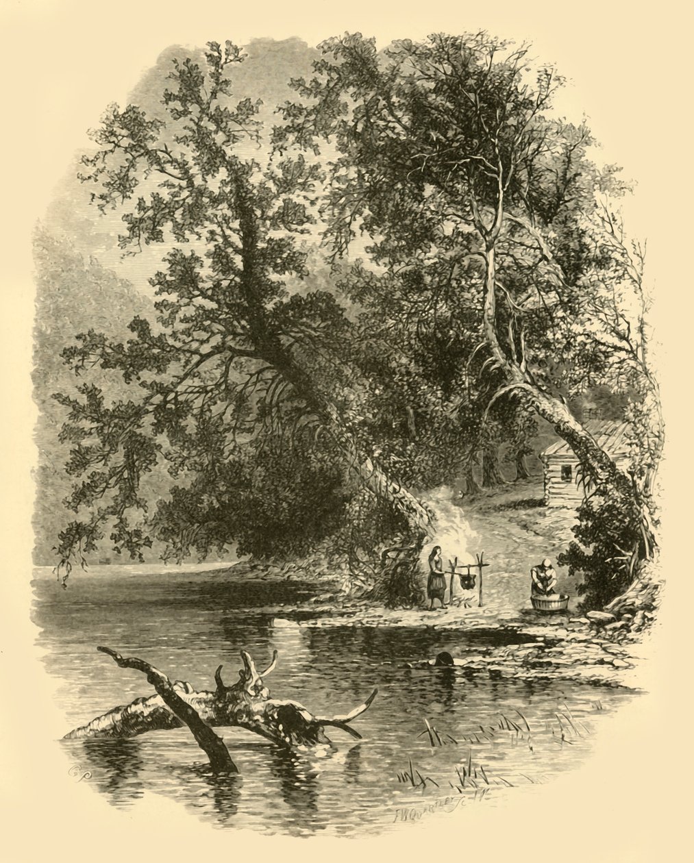 "North Branch of the Susquehanna, at Hunlocks", 1874. av Frederick William Quartley