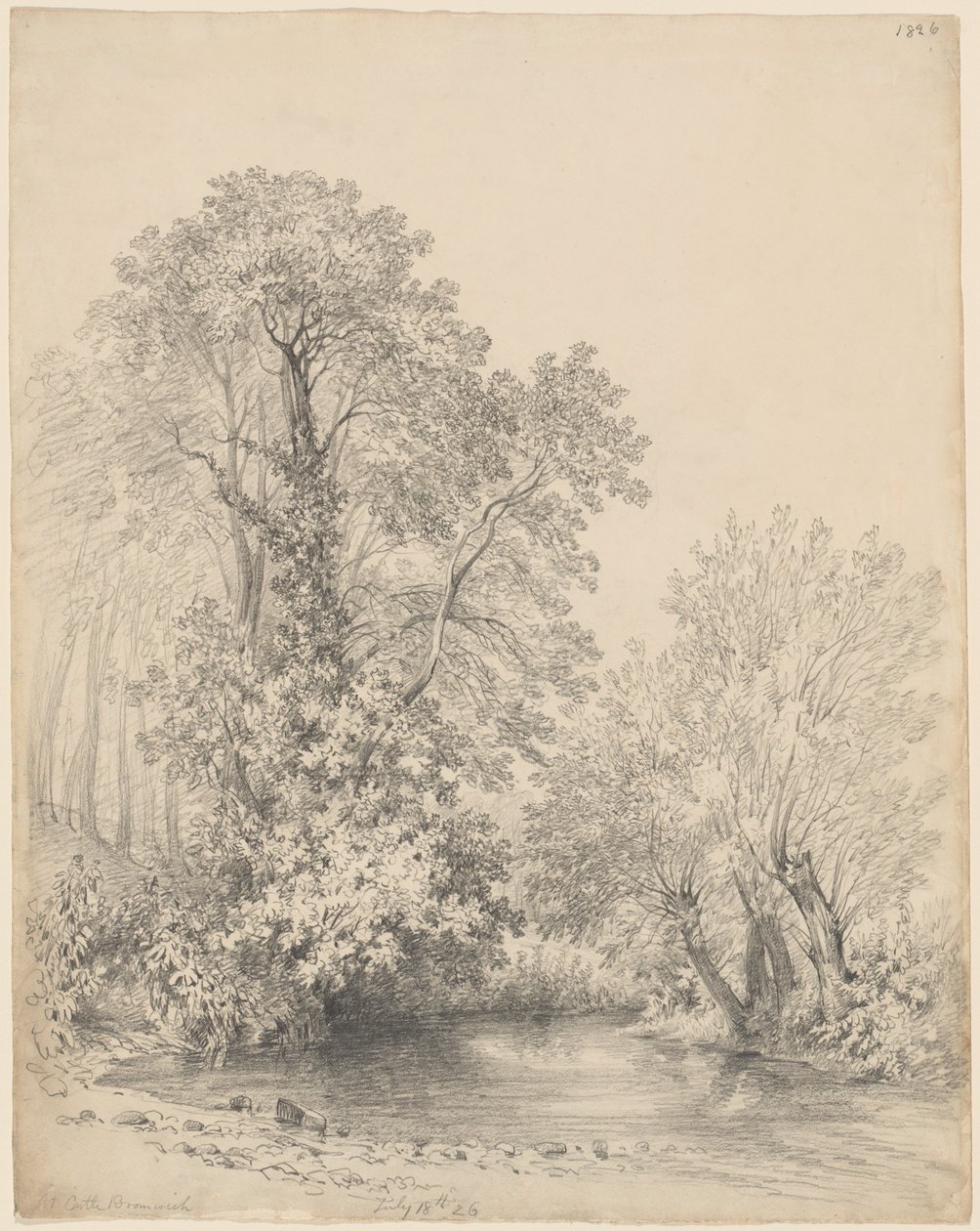 Träd vid floden vid Castle Bromwich av Frederick William Watts