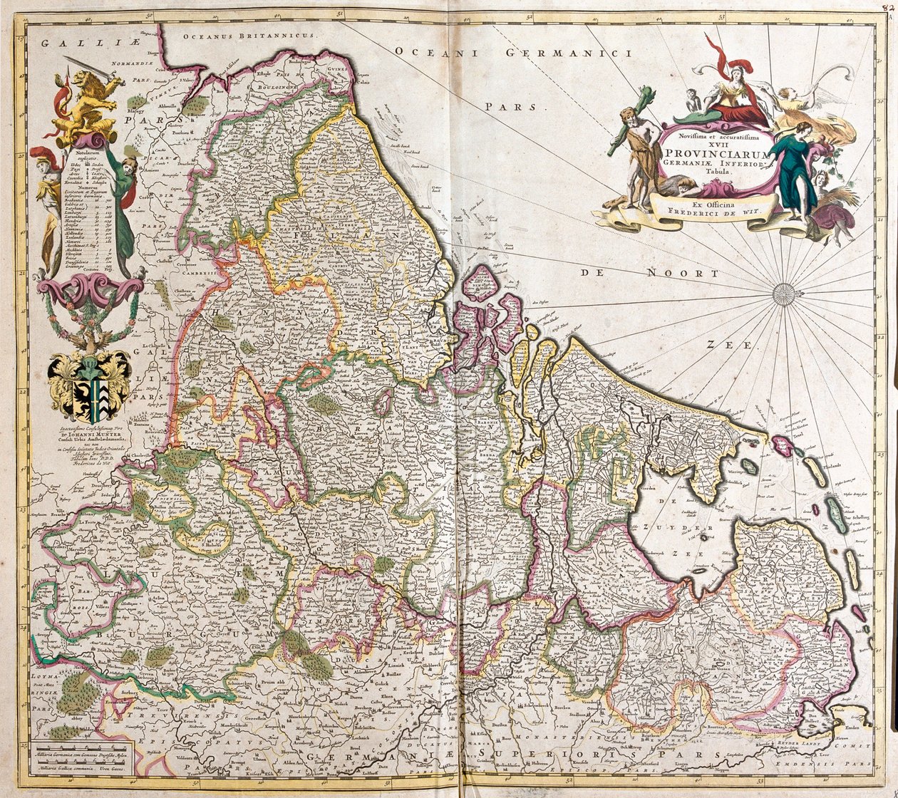 Karta över Nedre Tyskland (Tyskland) (etsning av Frederick de Wit