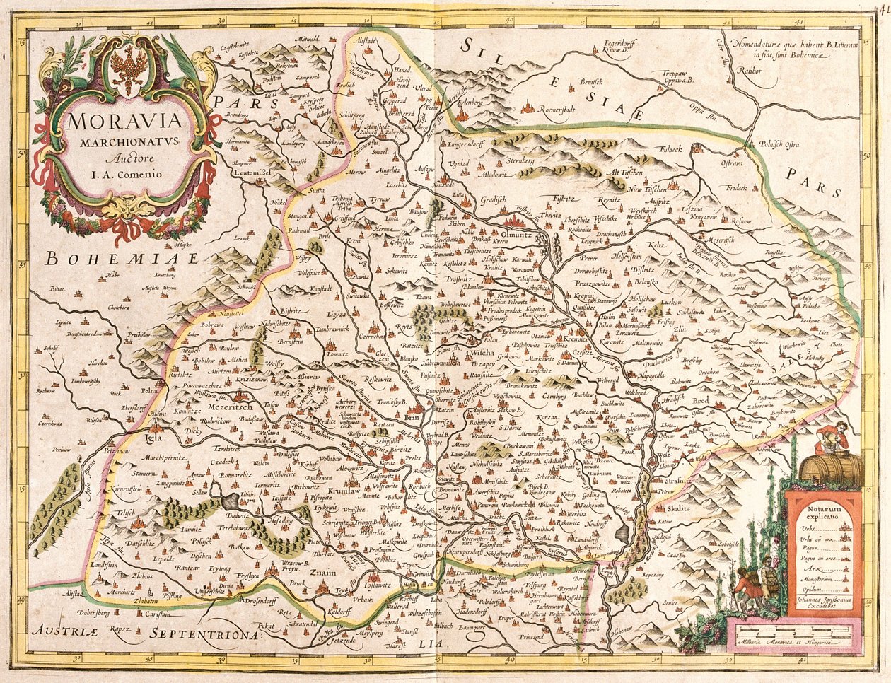 Karta över Mähren (Tjeckien) (etsning av Frederick de Wit