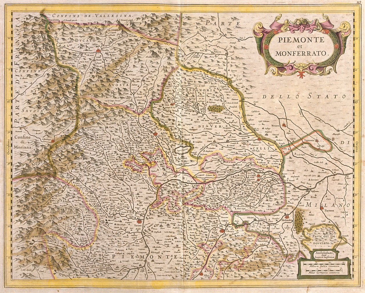 Karta över Piemont (Italien) (etsning av Frederick de Wit