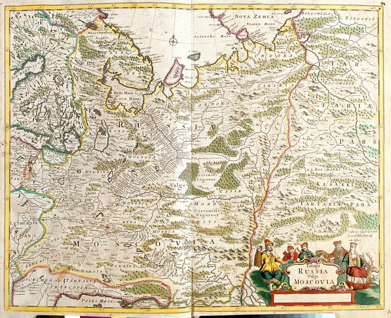 Karta över Ryssland, runt Moskva stad (etsning av Frederick de Wit