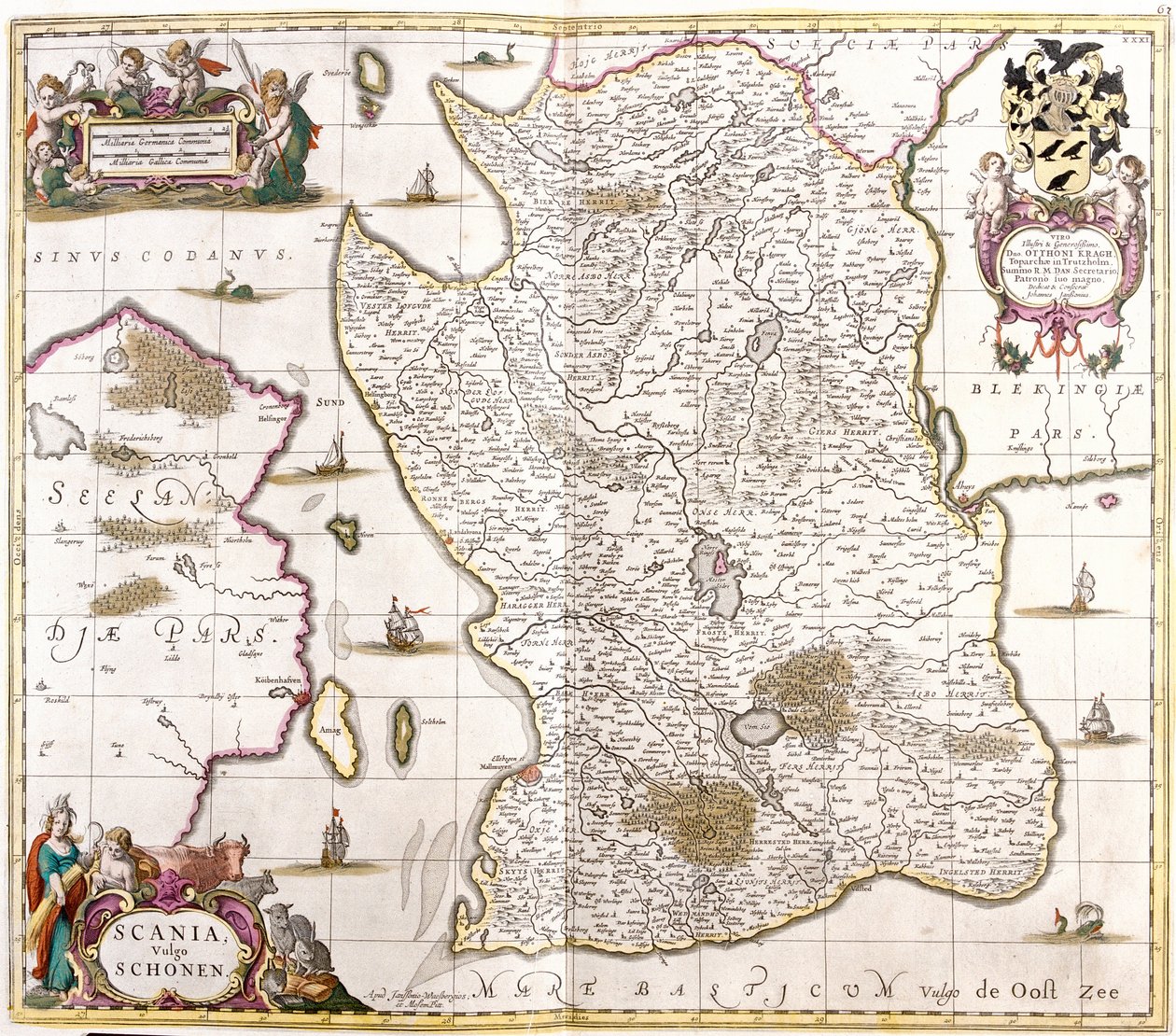 Karta över Skåne (Sverige) (etsning av Frederick de Wit
