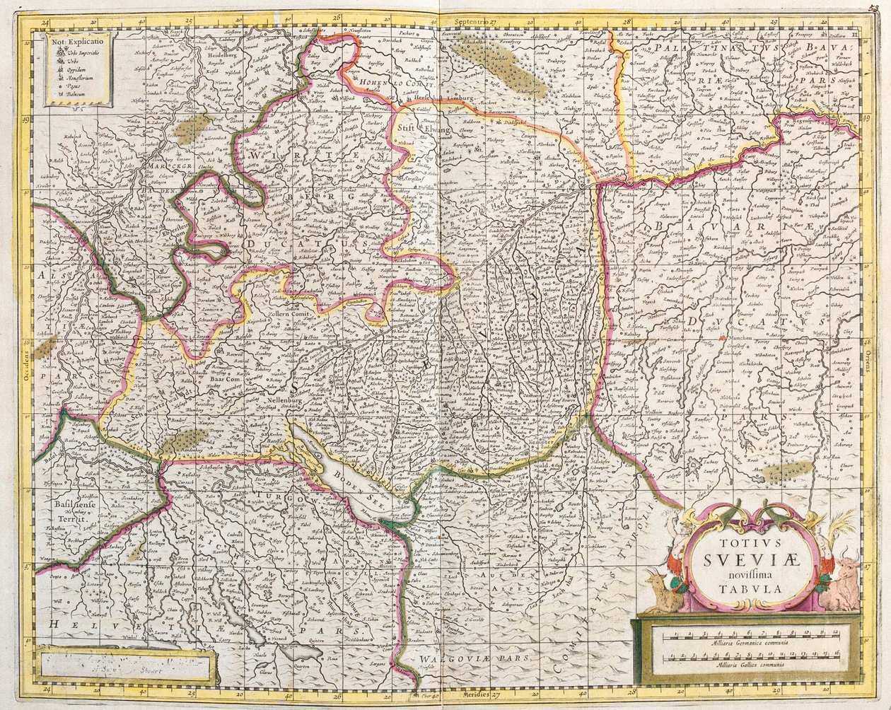 Karta över Schwaben (Tyskland) (etsning av Frederick de Wit