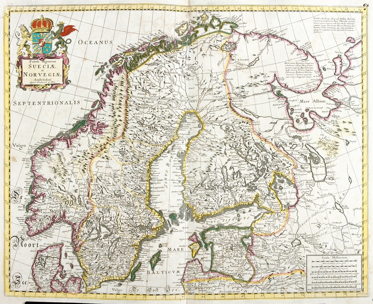 Karta över Sverige och Norge (etsning av Frederick de Wit