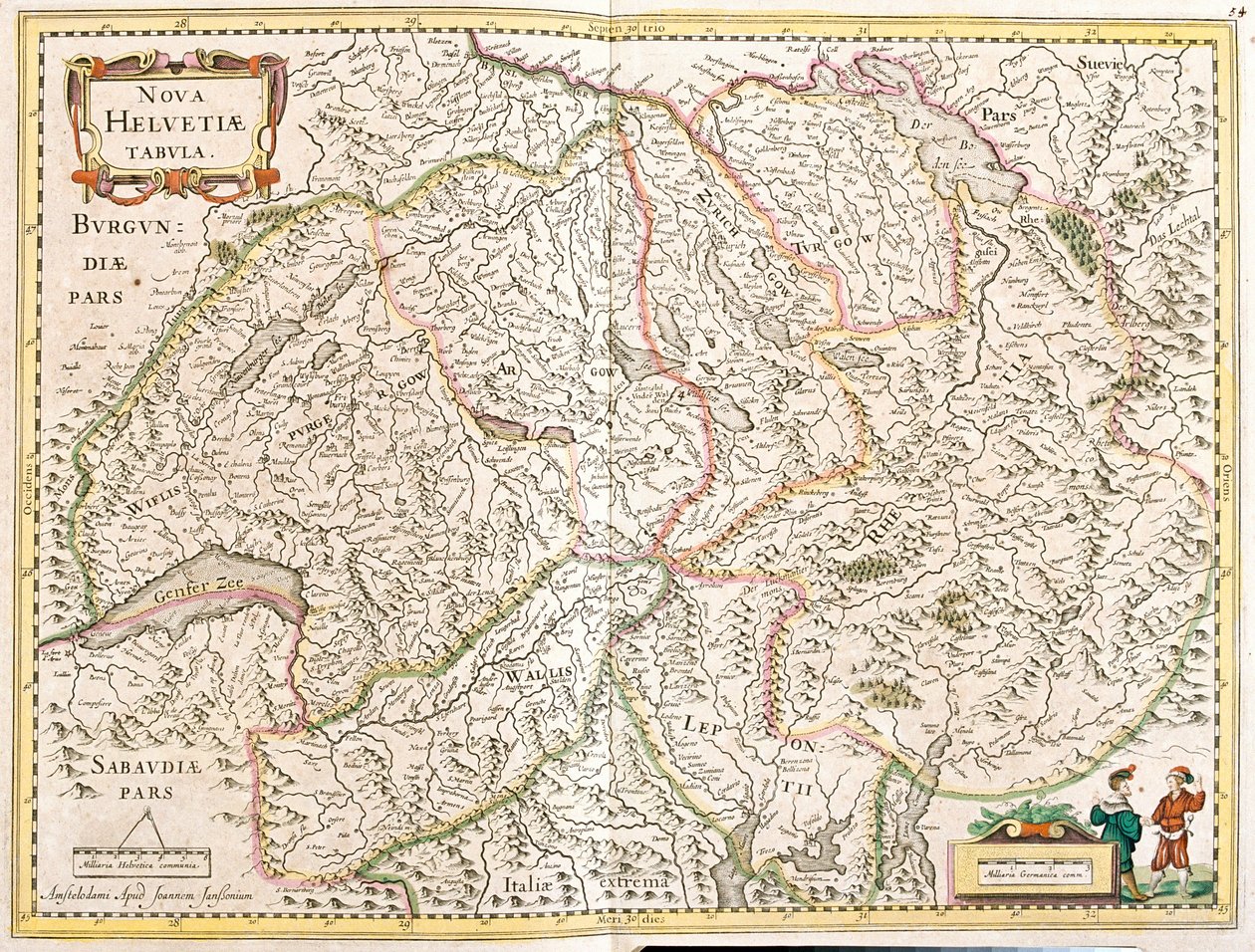 Karta över Schweiz (etsning av Frederick de Wit