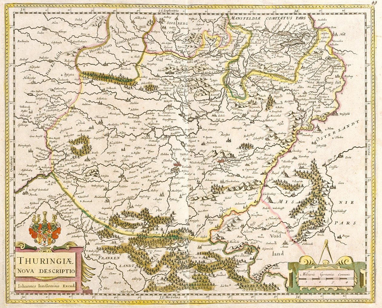 Karta över Thüringen (Tyskland) (etsning av Frederick de Wit
