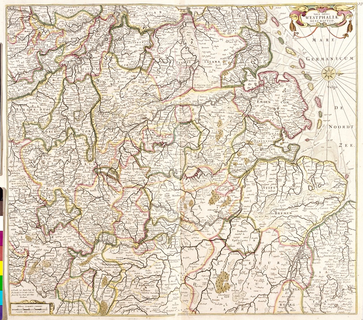 Karta över Westfalen (Tyskland) (etsning av Frederick de Wit