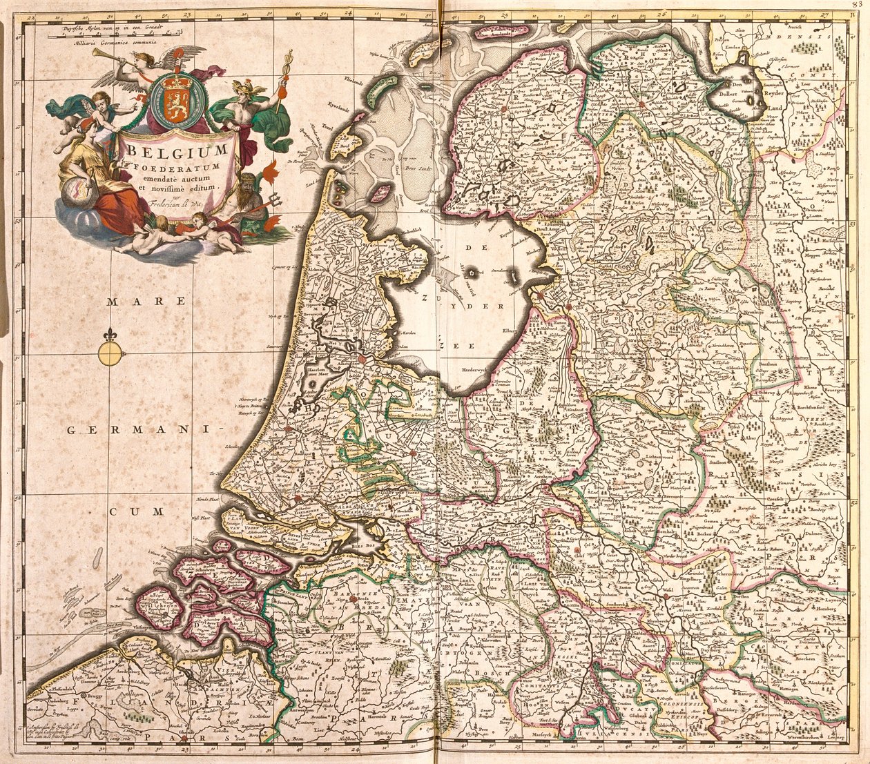 Karta över Belgiska federationen (Belgien) (etsning av Frederick de Wit