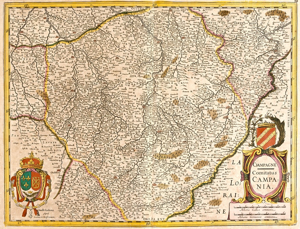 Karta över greven av Champagne (Frankrike) (etsning av Frederick de Wit
