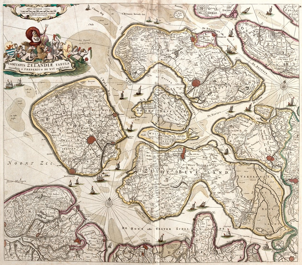 Karta över greven av Zelande (Nederländerna) (etsning av Frederick de Wit