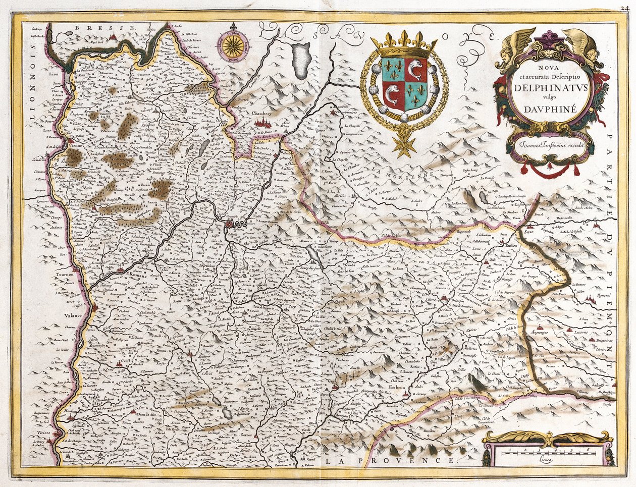 Karta över Dauphine (Frankrike) (etsning av Frederick de Wit