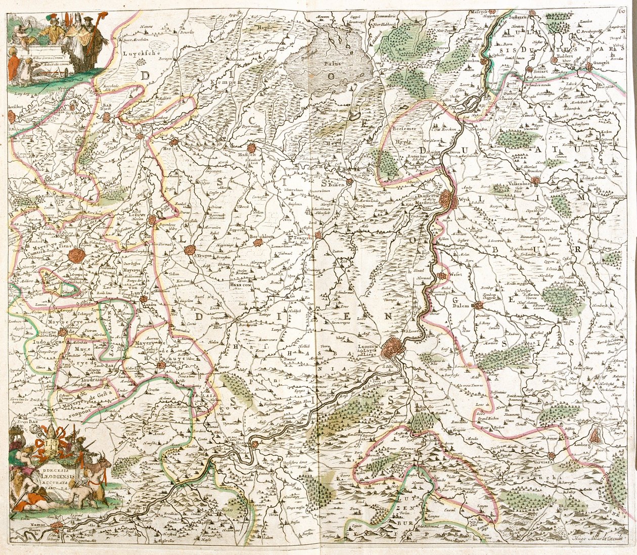 Karta över Liège stift (Belgien) (etsning av Frederick de Wit