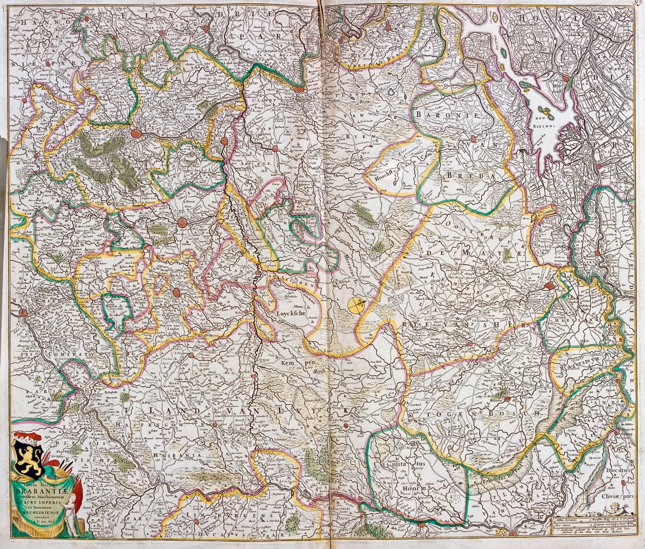 Karta över hertigdömet Brabant (Belgien, Nederländerna) (etsning av Frederick de Wit