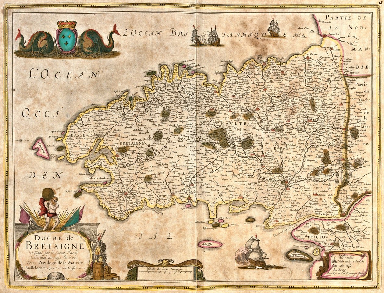 Karta över hertigen av Bretagne (Frankrike) (etsning av Frederick de Wit