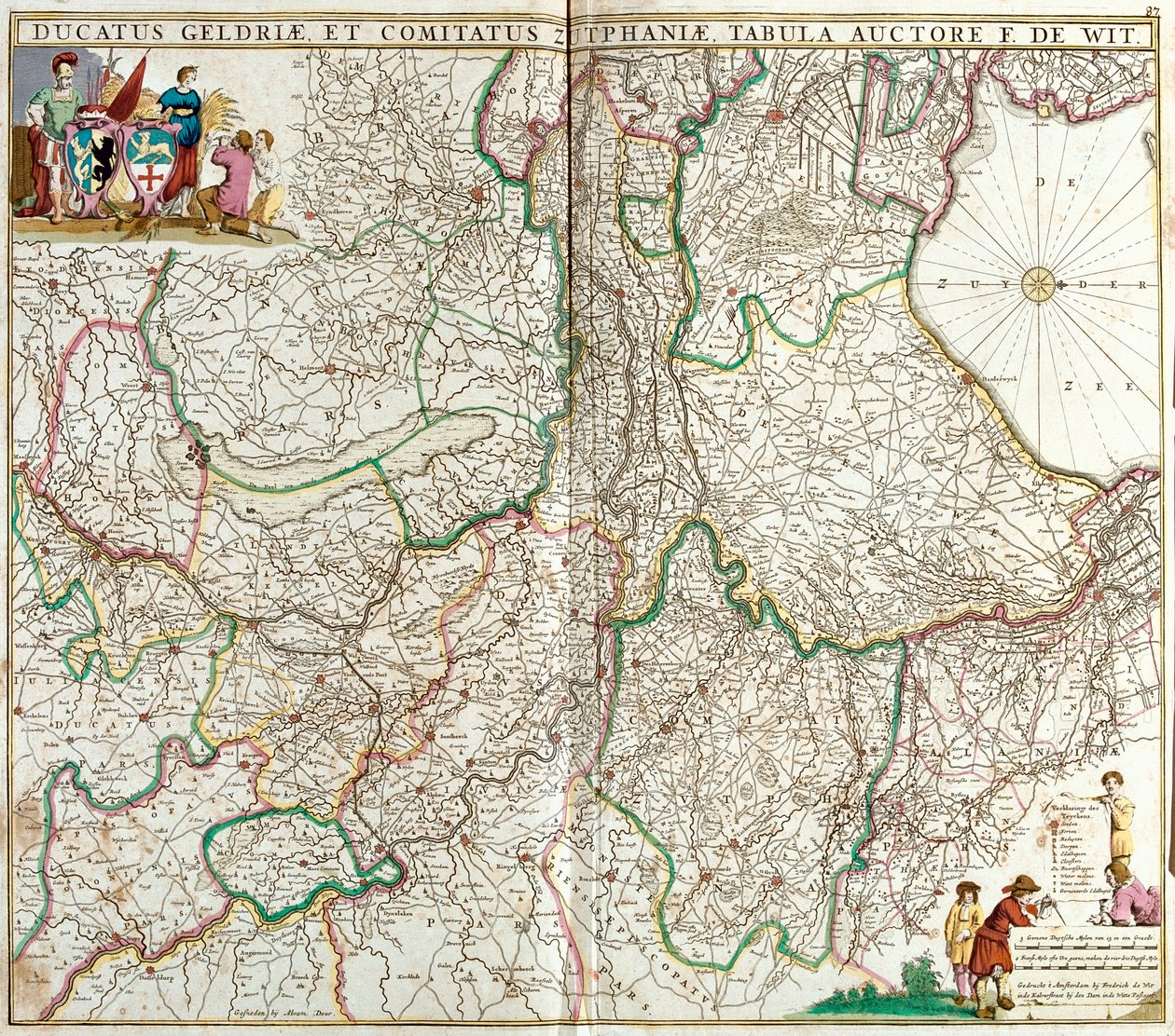 Karta över hertigen av Gelderland och greven av Zutphen (Tyskland) (etsning av Frederick de Wit
