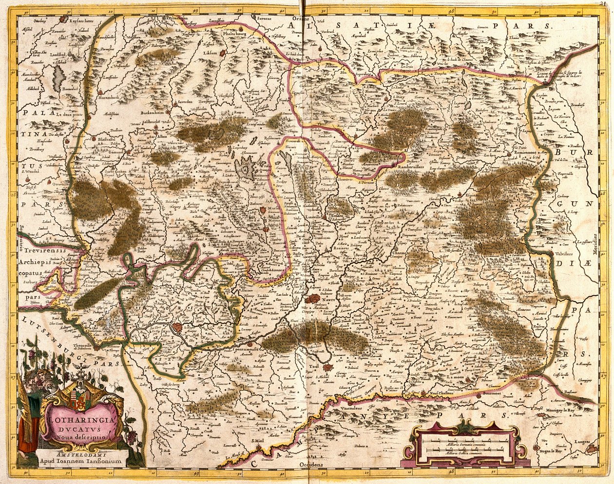 Karta över hertigen av Lorraine (Frankrike) (etsning av Frederick de Wit