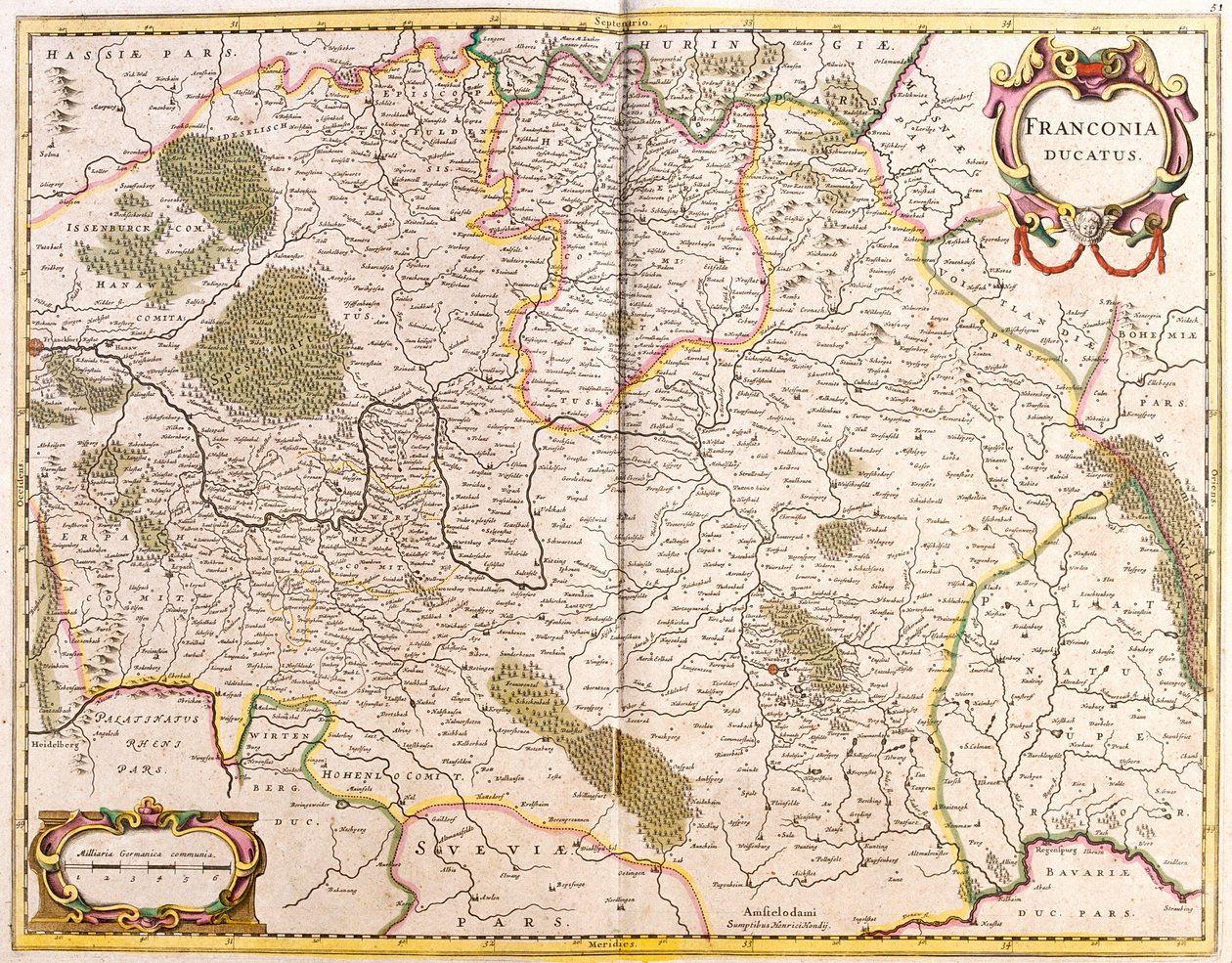 Karta över hertigen av Franken (Tyskland) (etsning av Frederick de Wit