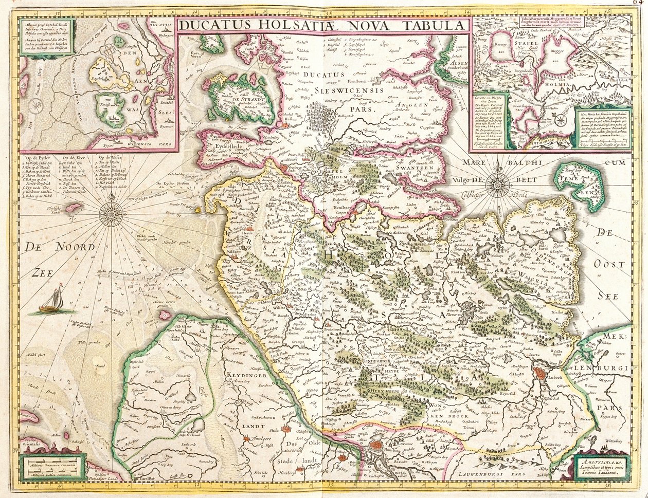 Karta över hertigen av Holstein (Tyskland) (etsning av Frederick de Wit
