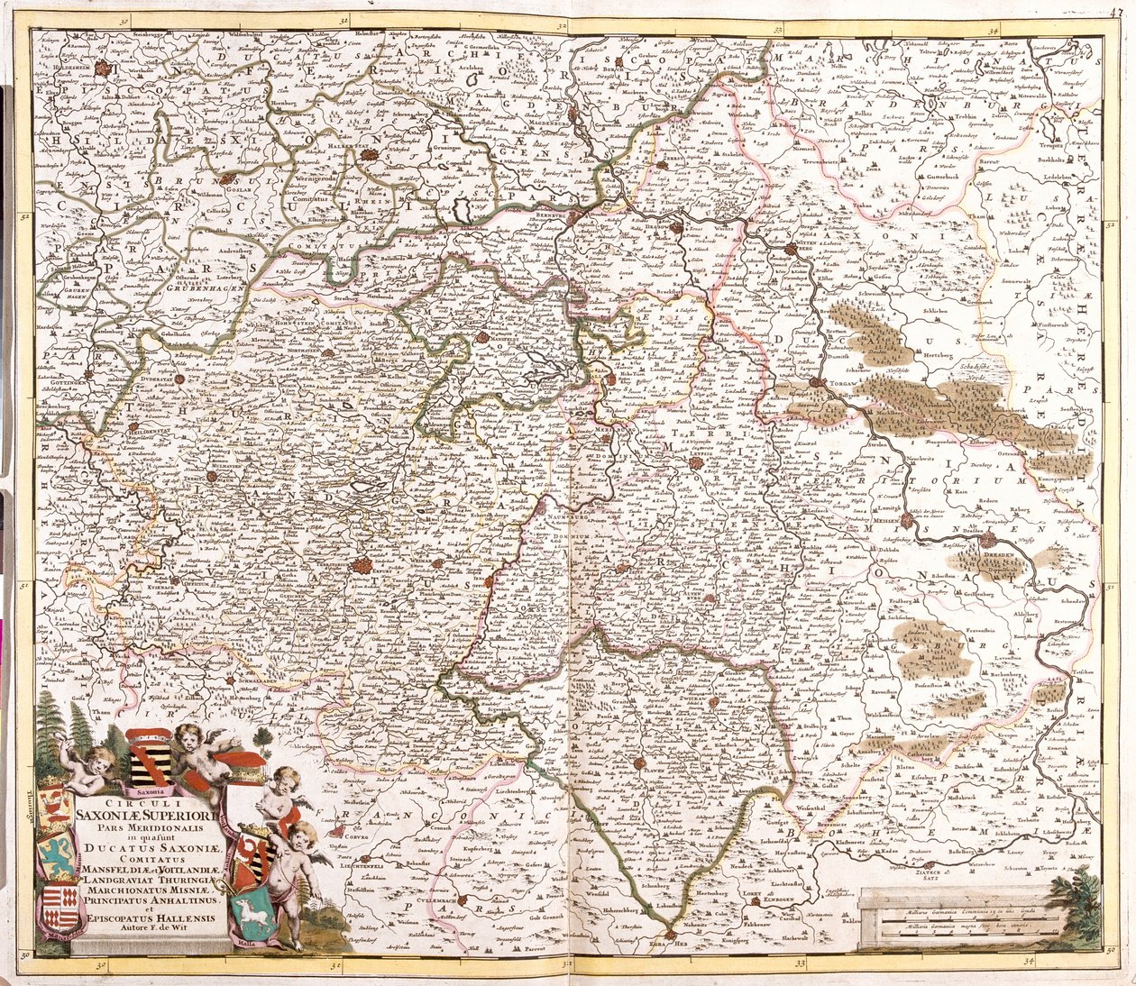 Karta över hertigen av Sachsen (Tyskland) (etsning av Frederick de Wit