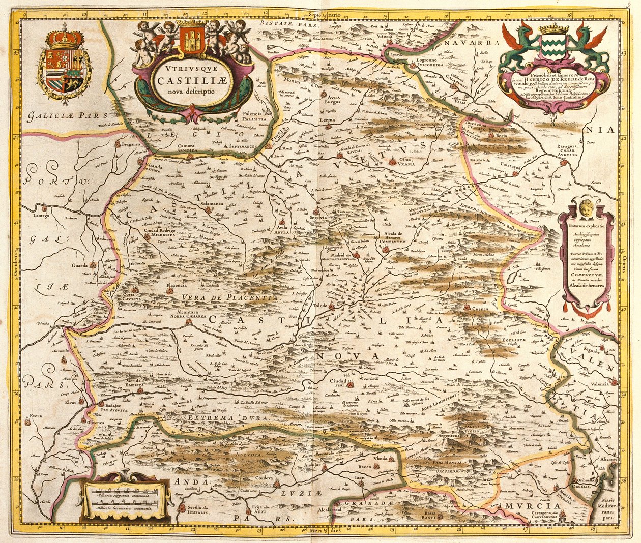 Karta över kungariket Kastilien (Spanien) (etsning av Frederick de Wit