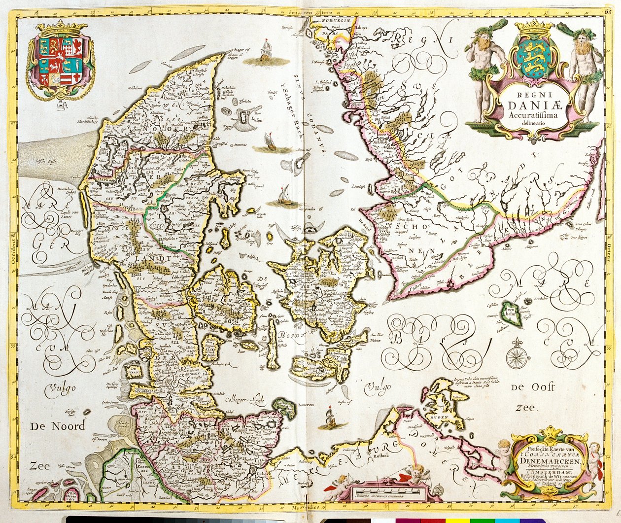 Karta över kungariket Danmark (etsning av Frederick de Wit