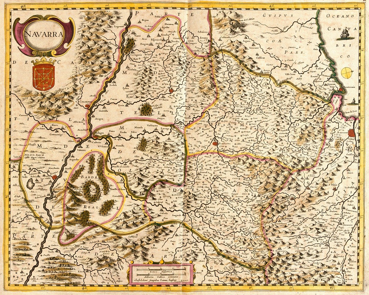 Karta över kungariket Navarra (Frankrike) (etsning av Frederick de Wit