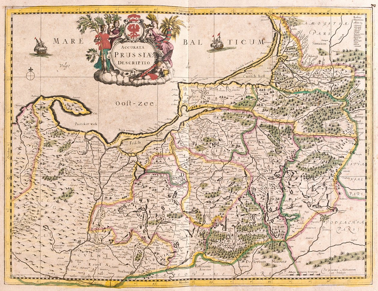 Karta över kungariket Preussen (Tyskland) (etsning av Frederick de Wit