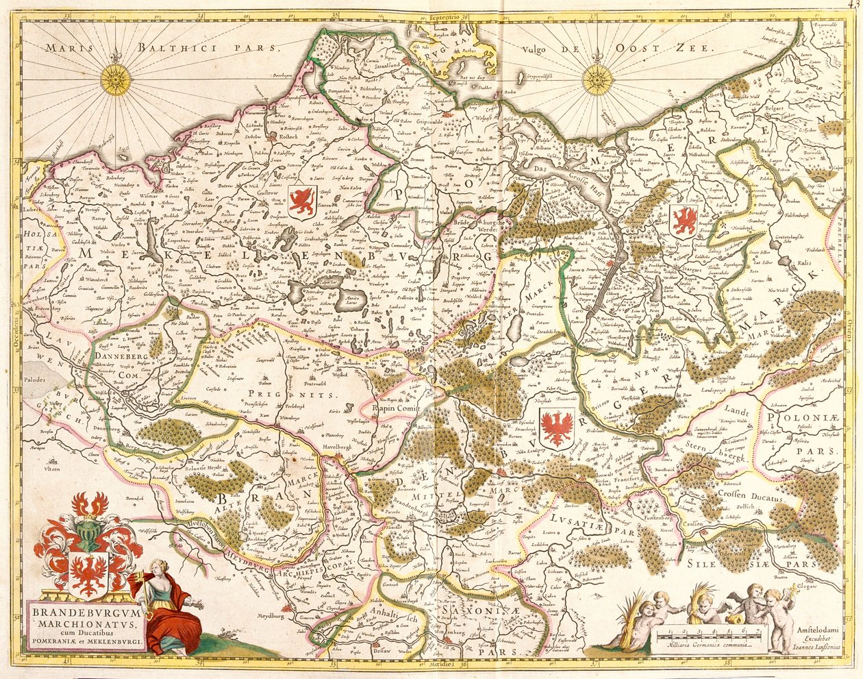 Karta över Markgreviatet i Brandenburg (Tyskland) (etsning av Frederick de Wit