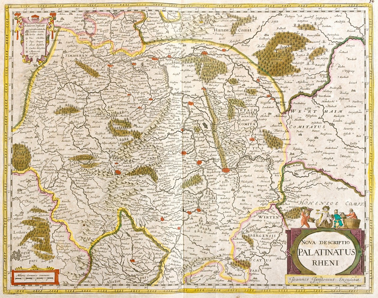 Karta över Pfalz Rhenan (Tyskland) (etsning av Frederick de Wit