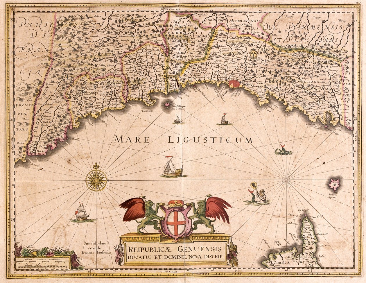 Karta över republiken Genes (Italien) (etsning av Frederick de Wit