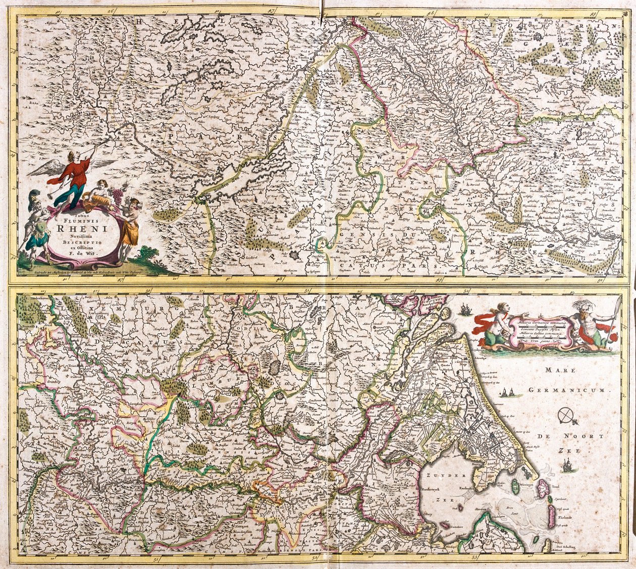 Karta över Rhenanie (Tyskland) (etsning av Frederick de Wit
