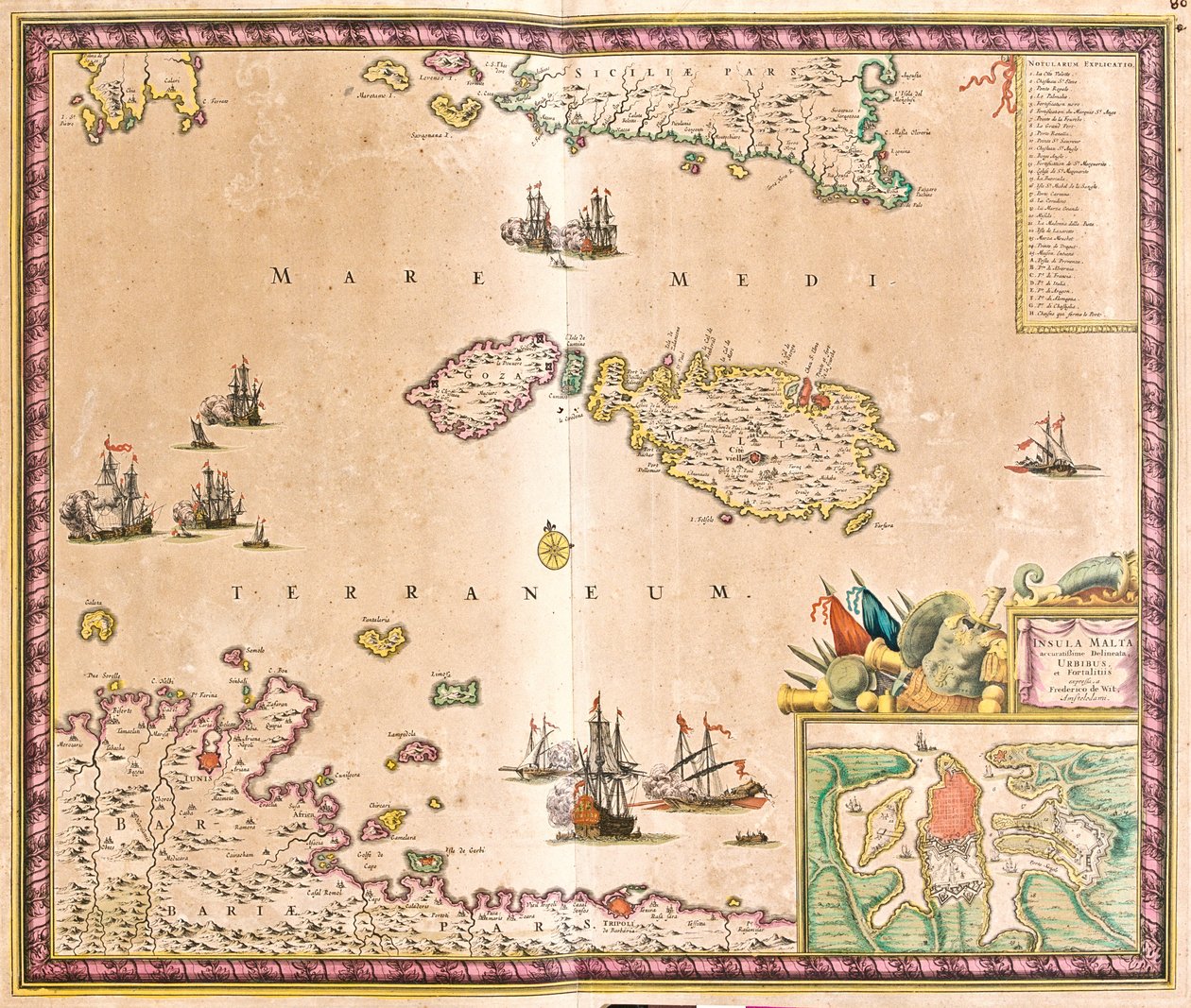 Karta över ön Malta (etsning av Frederick de Wit