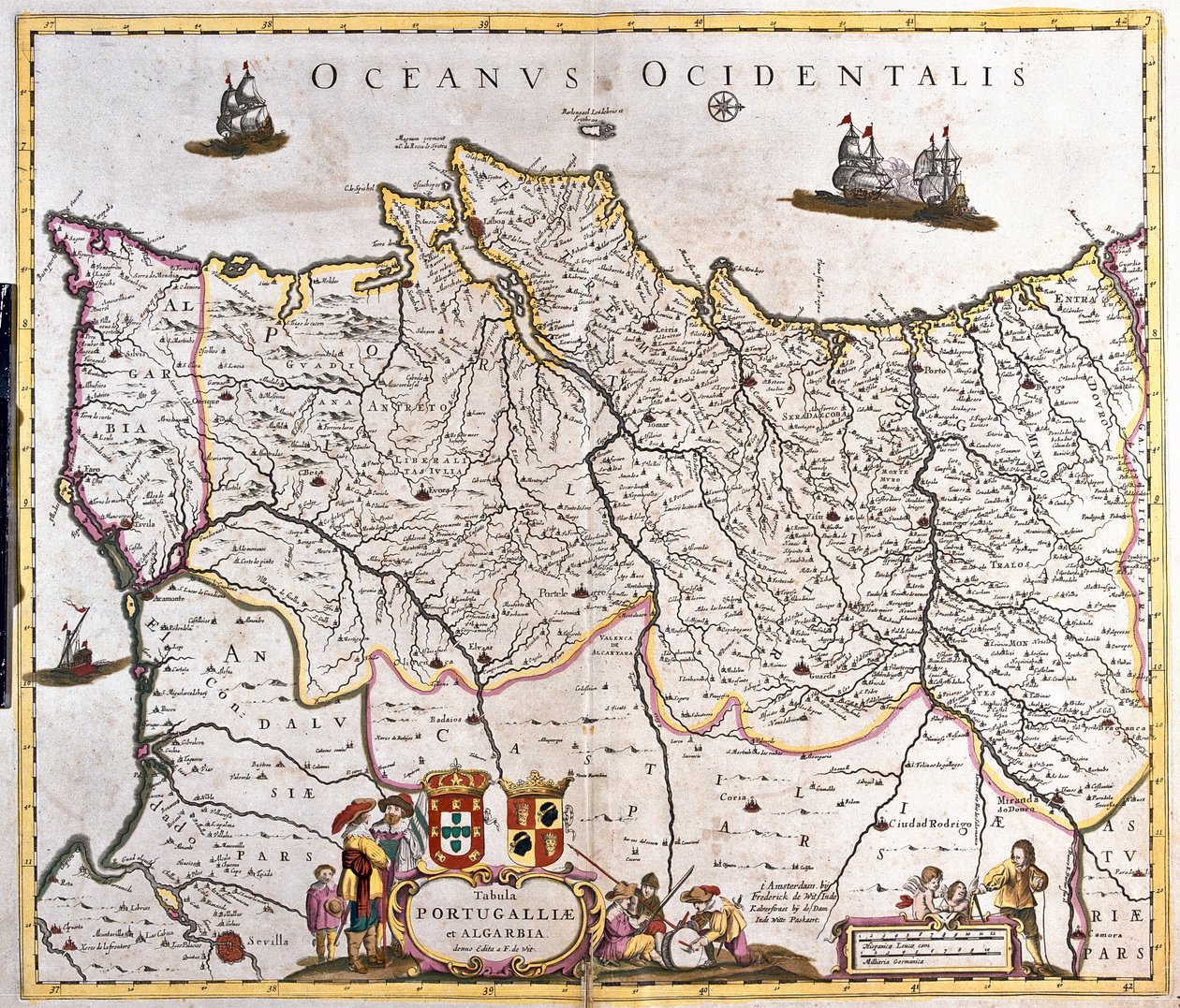 Karta över kungadömena i Portugal och Algarve (etsning av Frederick de Wit